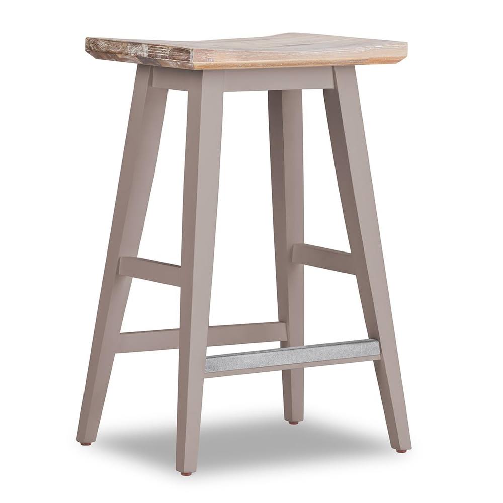 Statement Furniture Florence Bar Stool, Acacia Hardwood Rectangular Seat in Taupe