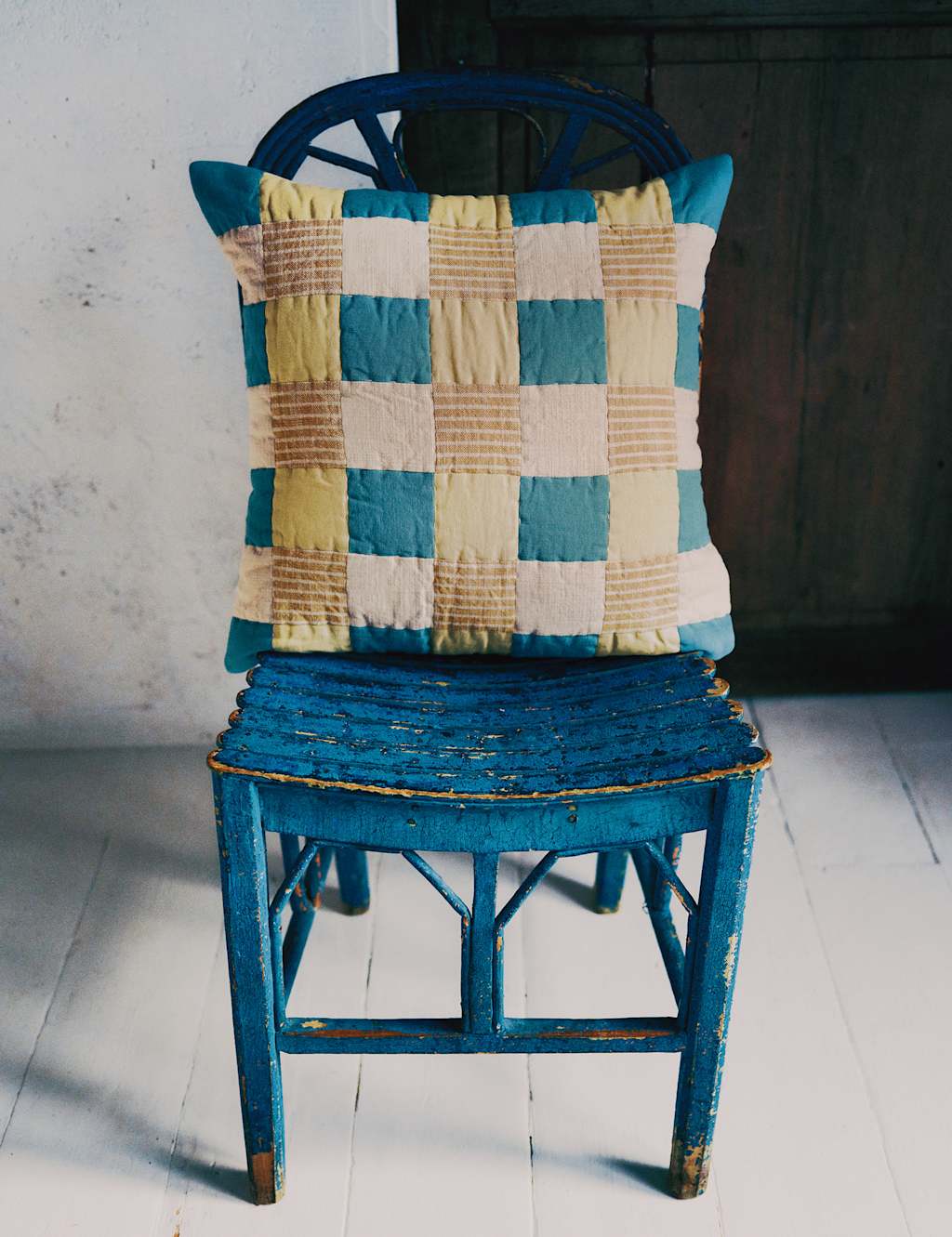 M&S Pure Cotton Quilted Patchwork Cushion Multi