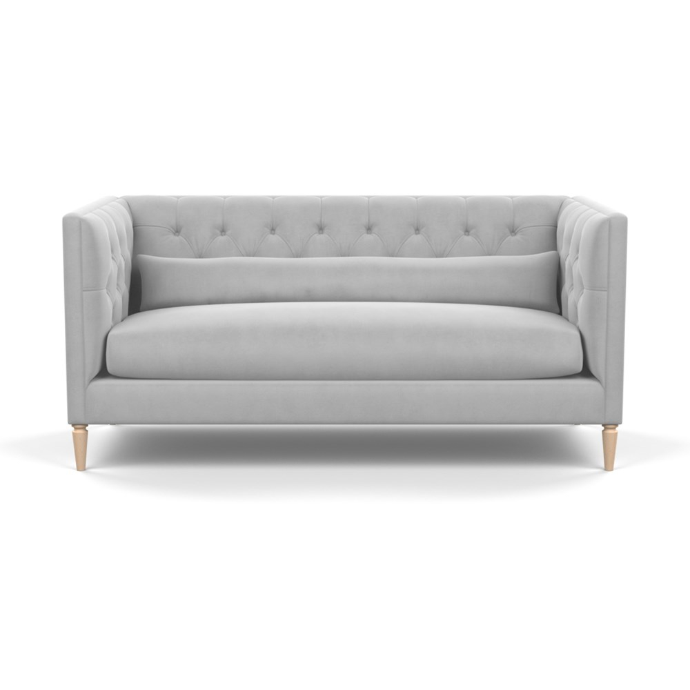 Heal's Balmoral 3 Seater Sofa Velvet Platinum Natural Feet