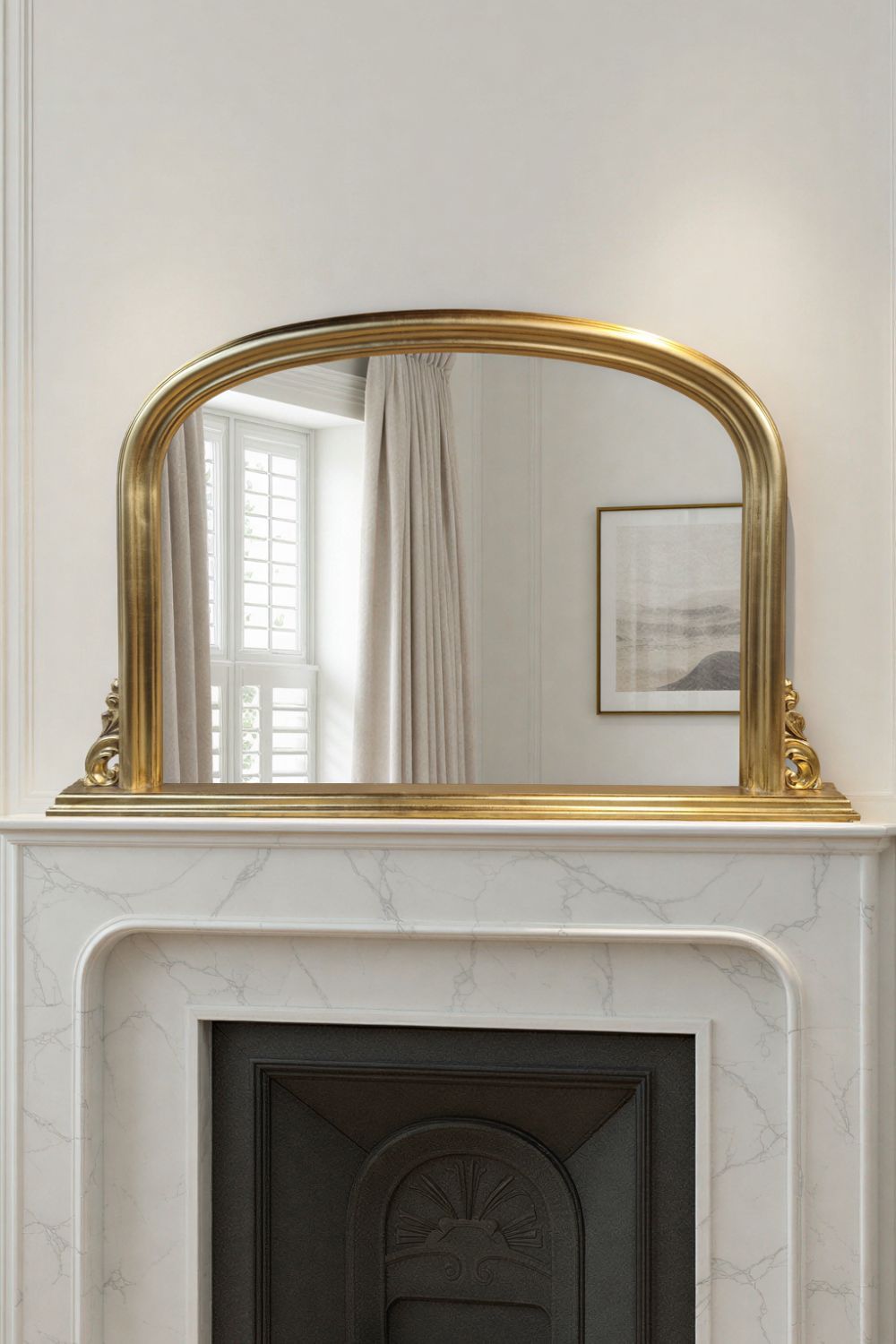 Yearn Mirrors Overmantle Gold Classic Mirror 122(w) x 77cm(h) in Metallic Gold