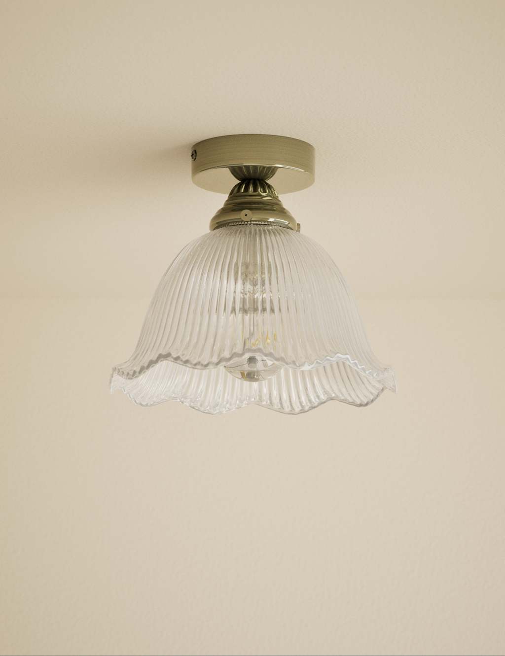 M&S Josephine Glass Flush Ceiling Light Antique Brass