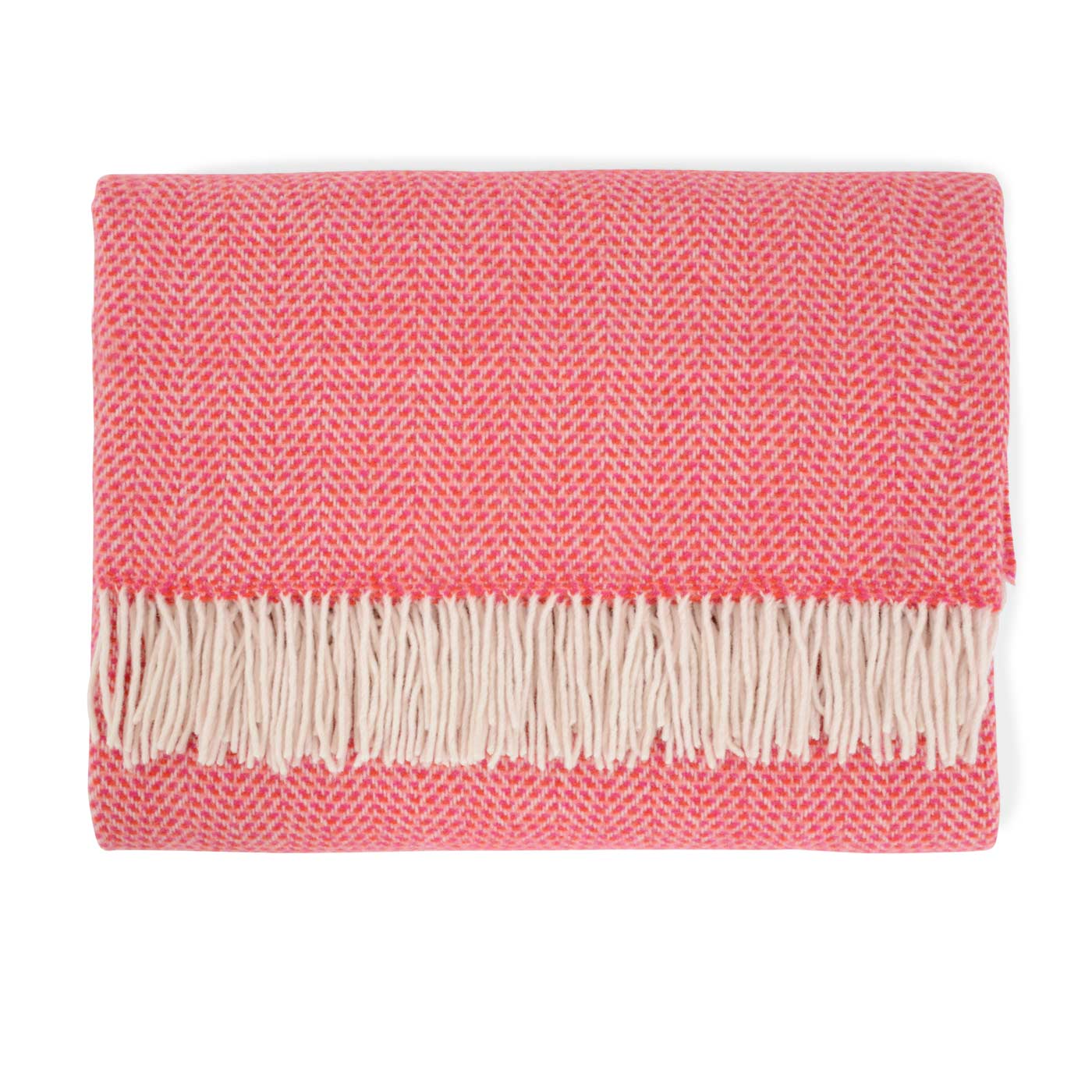 Heal's Merino & Cashmere Herringbone Throw Pink & Red