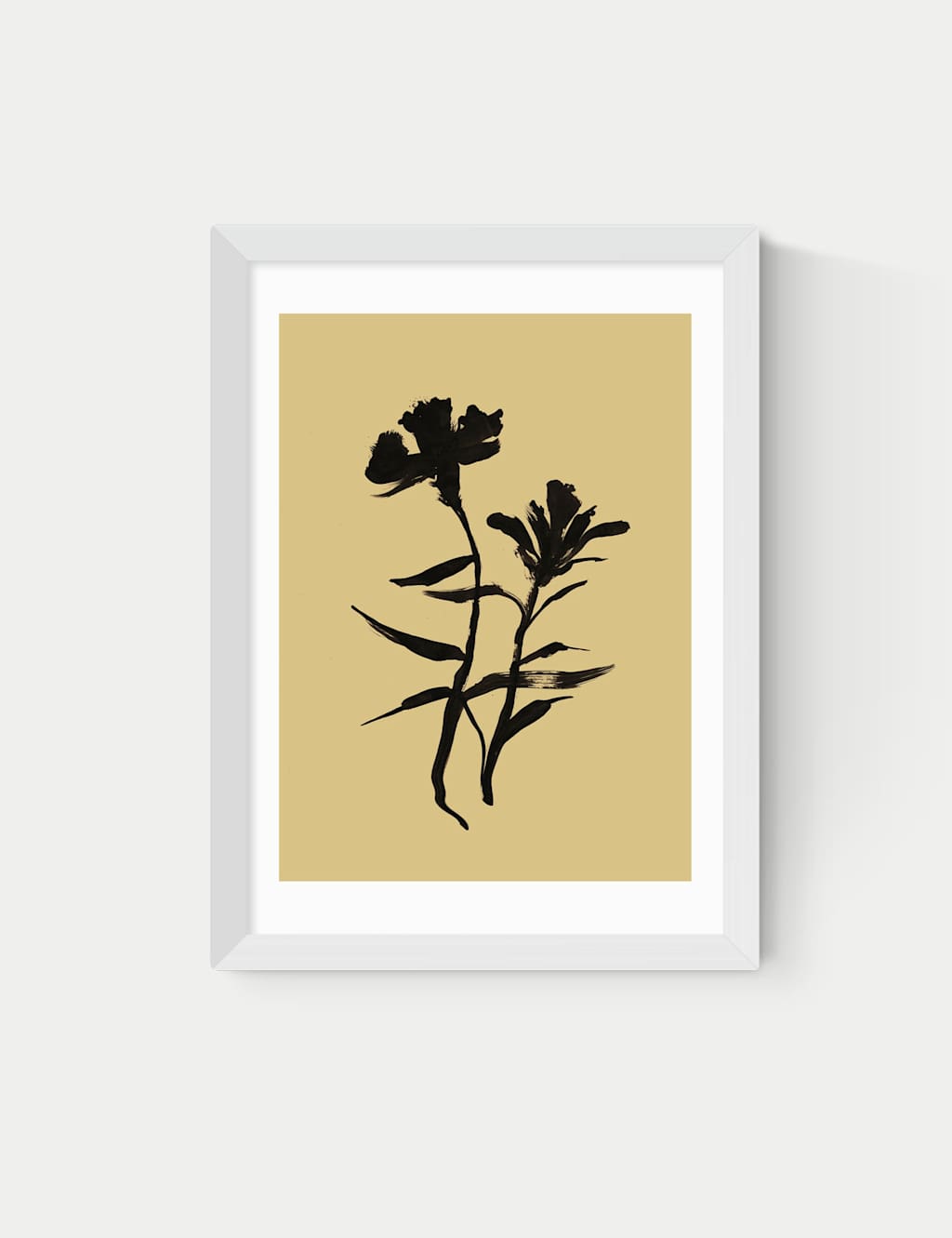 East End Prints Mono Botanical 3 Framed Art Print White