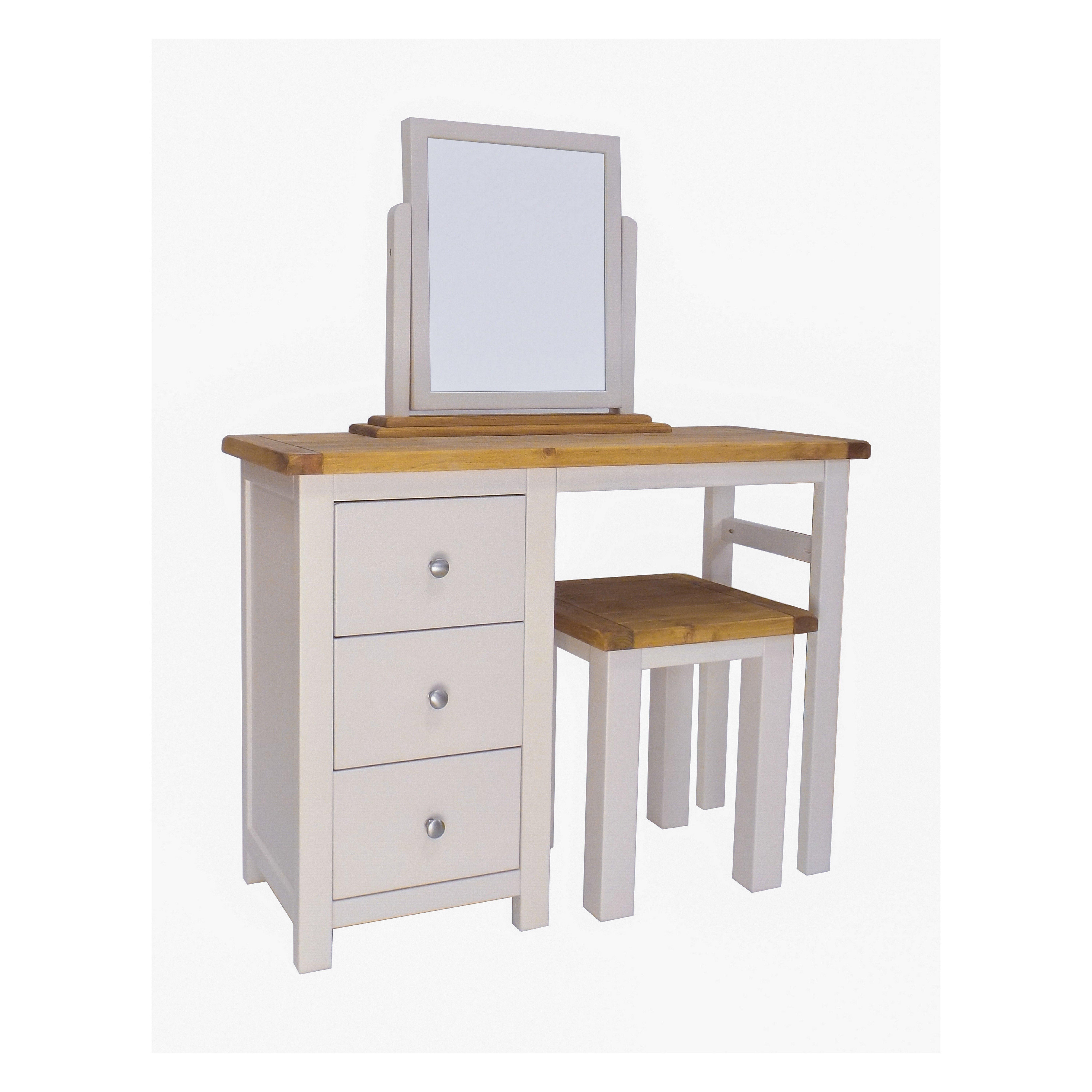 Cabinet Bits Argenta 3 Drawer Dressing Table Set Chrome Knob in Light Grey