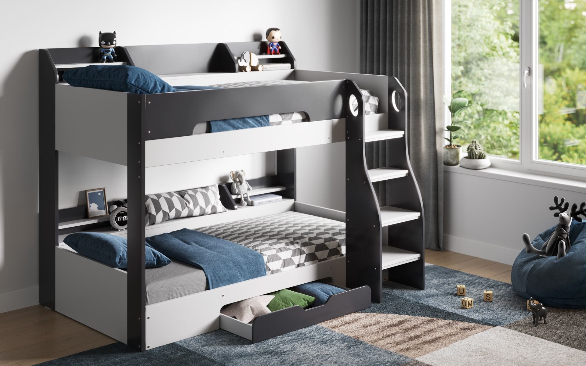 Flair Flick Bunk Bed with Storage in Grey