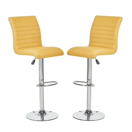 Ripple Bar Stools In Curry Faux Leather In A Pair