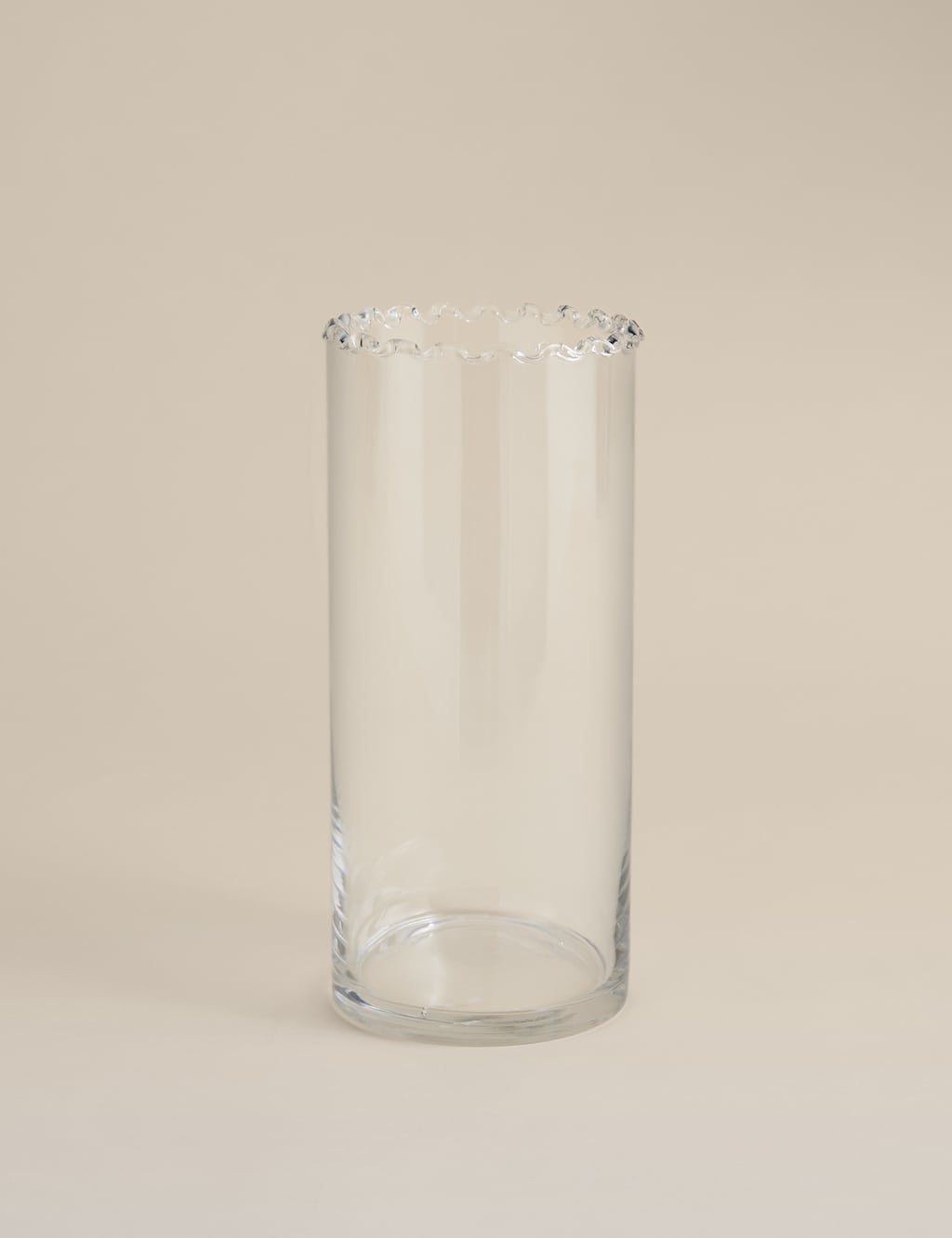 M&S Medium Cylinder Frill Top Glass Vase Clear