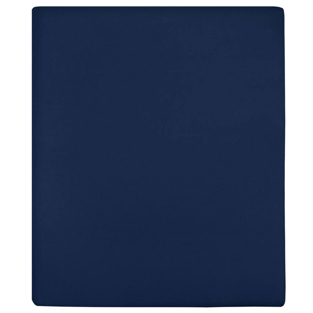 Berkfield Home Jersey Fitted Sheet Navy Blue 90x200 cm Cotton