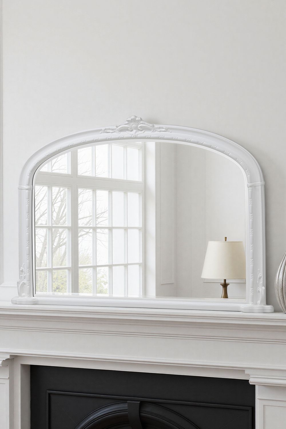 Yearn Mirrors Overmantle Mirror Arched 127(w) x 89cm(h) Victorian Mirror in White