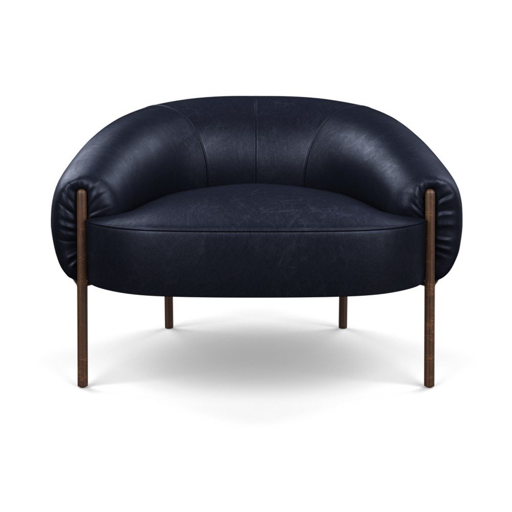 Heal's Isola Armchair Leather Stonewash Black 263 Bronze Feet