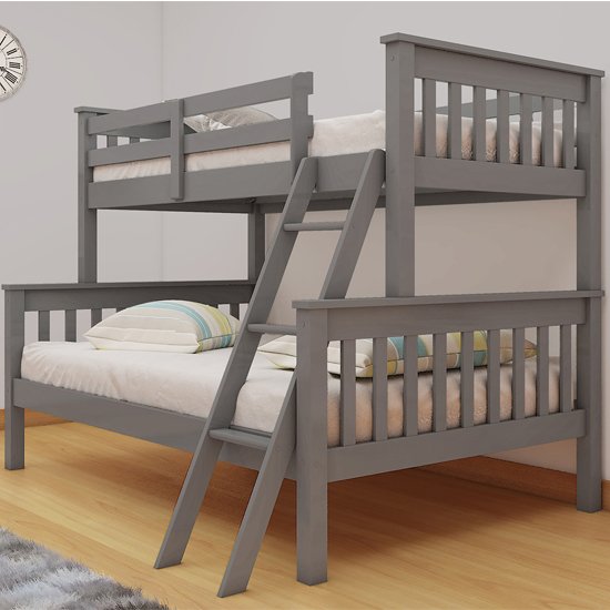 Dux Wooden Single And Double Bunk Bed In Grey