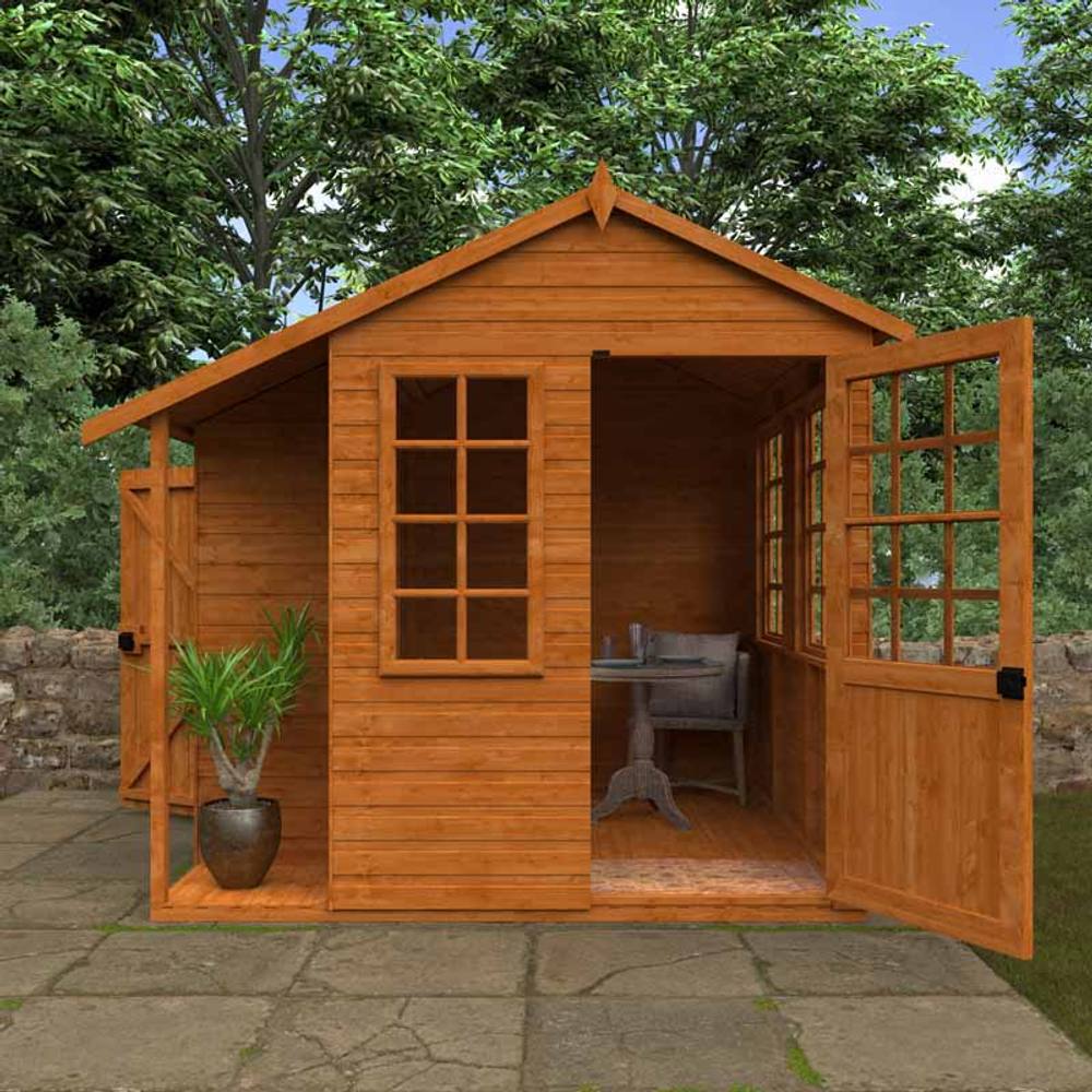 Buttercup Farm 8 x 8 Feet Multi 12mm Shed - Solid Wood/Softwood/Pine in Burnt Orange 4