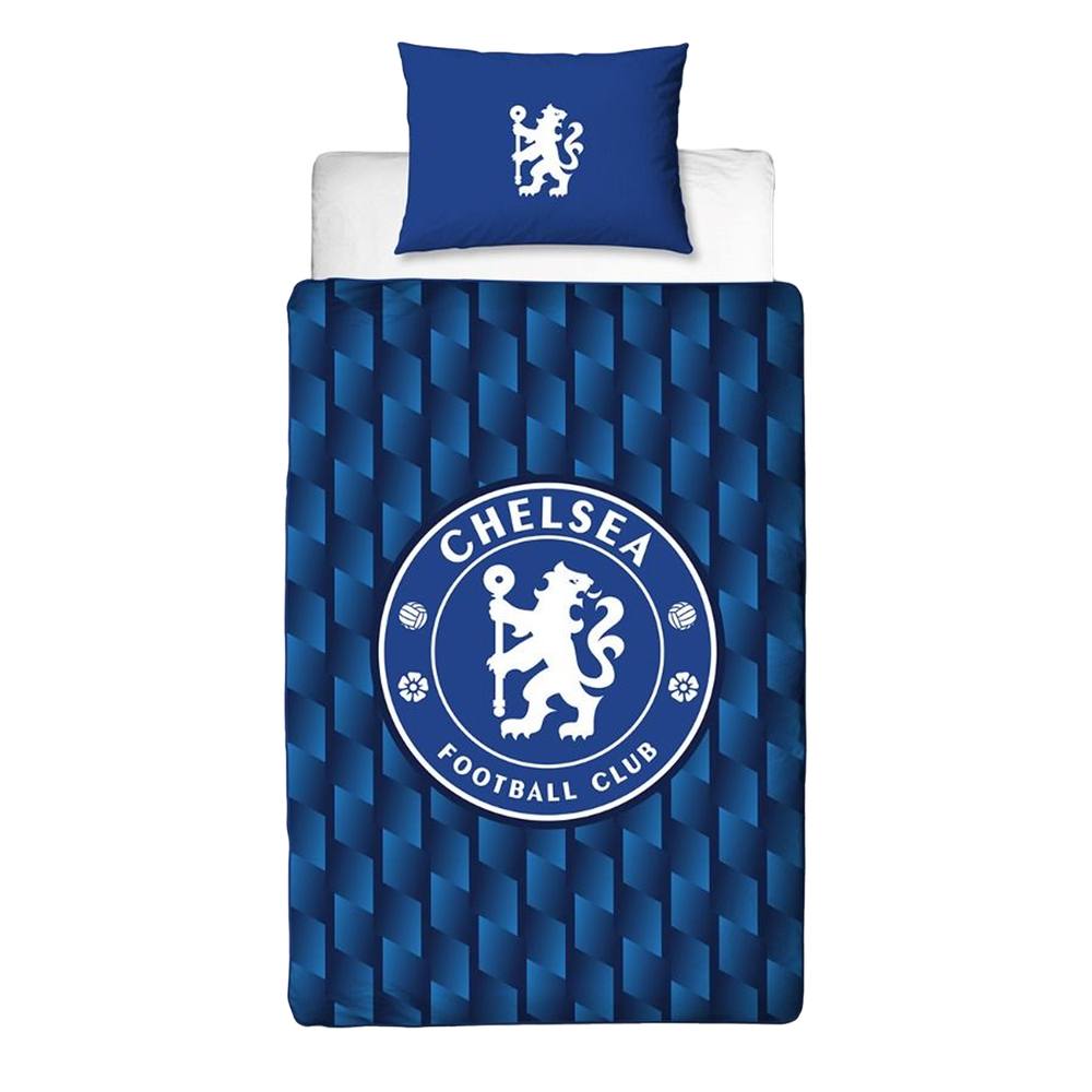 Chelsea FC Geometric Duvet Cover Set in Blue