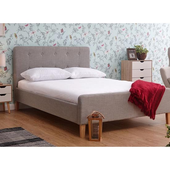 Ashbourne Wooden Double Bed In Light Grey