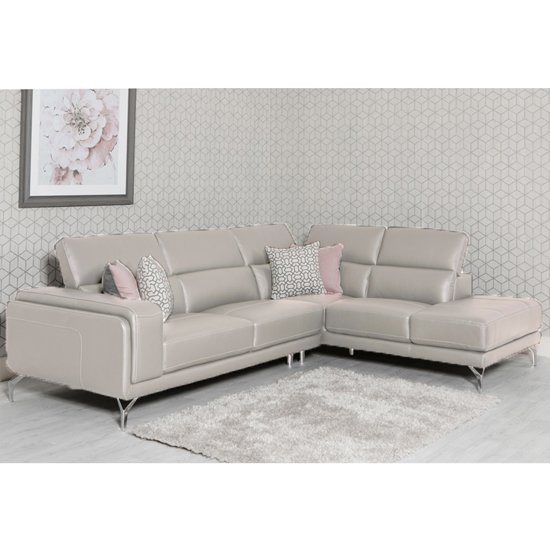 Linea Faux Leather Corner Sofa Bed In Putty