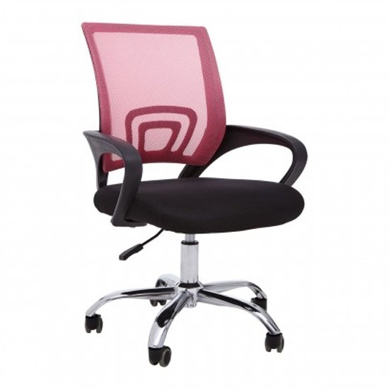 Velika Home And Office Chair In Pink With Black Armrest