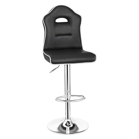 Sedalia Faux Leather Gas-Lift Bar Stool In Black