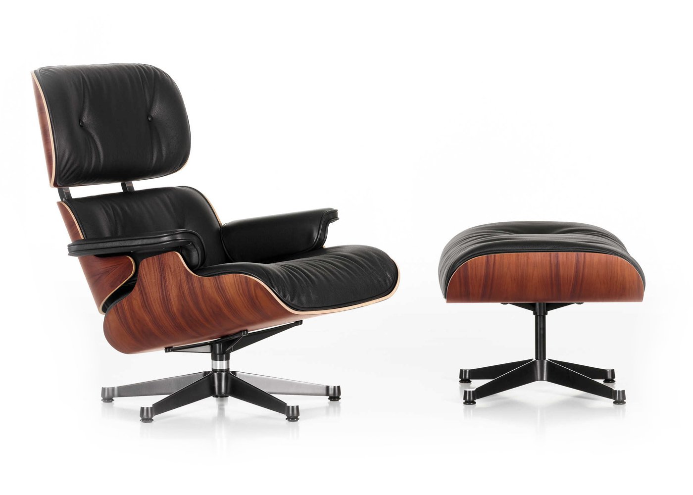Vitra Tall Eames Lounge Chair & Ottoman Santos Palisander & Black Olive