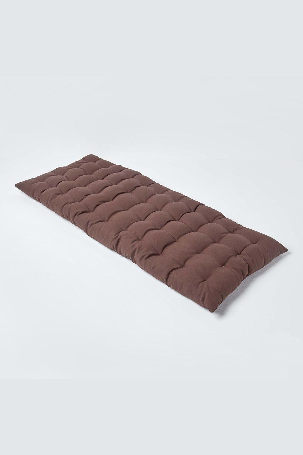 Homescapes Garden Bench Cushion Luxury 2 Seater Cotton Indoor Outdoor Pad, 108 x 42cm in Chocolate