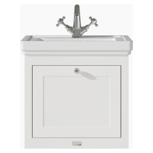 Bayswater Hartleigh Pointing White Traditional Wall HUng Vanity Unit & 1 Tap Hole White Recessed Basin - 500mm