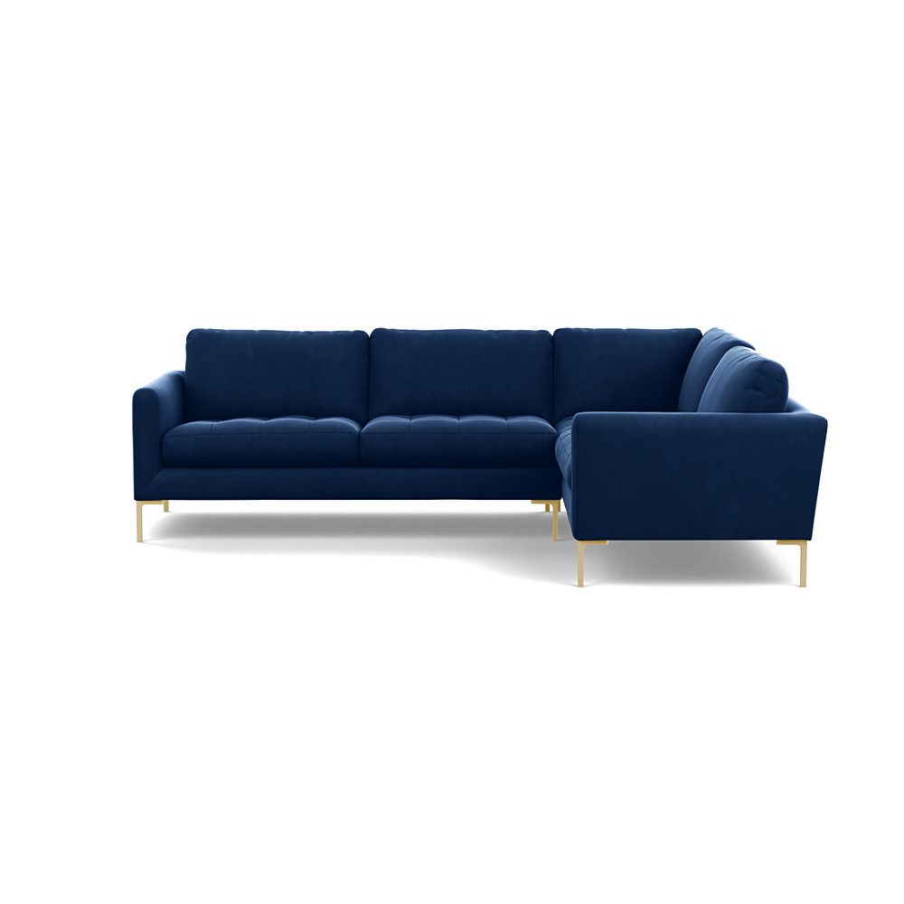 Heal's Eton Right Hand Facing Corner Sofa Velvet Midnight Brass Feet