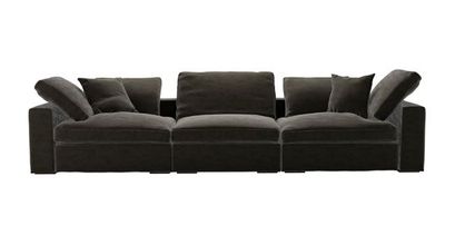 Long Island 3 Seat Sofa in Elephant Cotton Matt Velvet - sofa.com