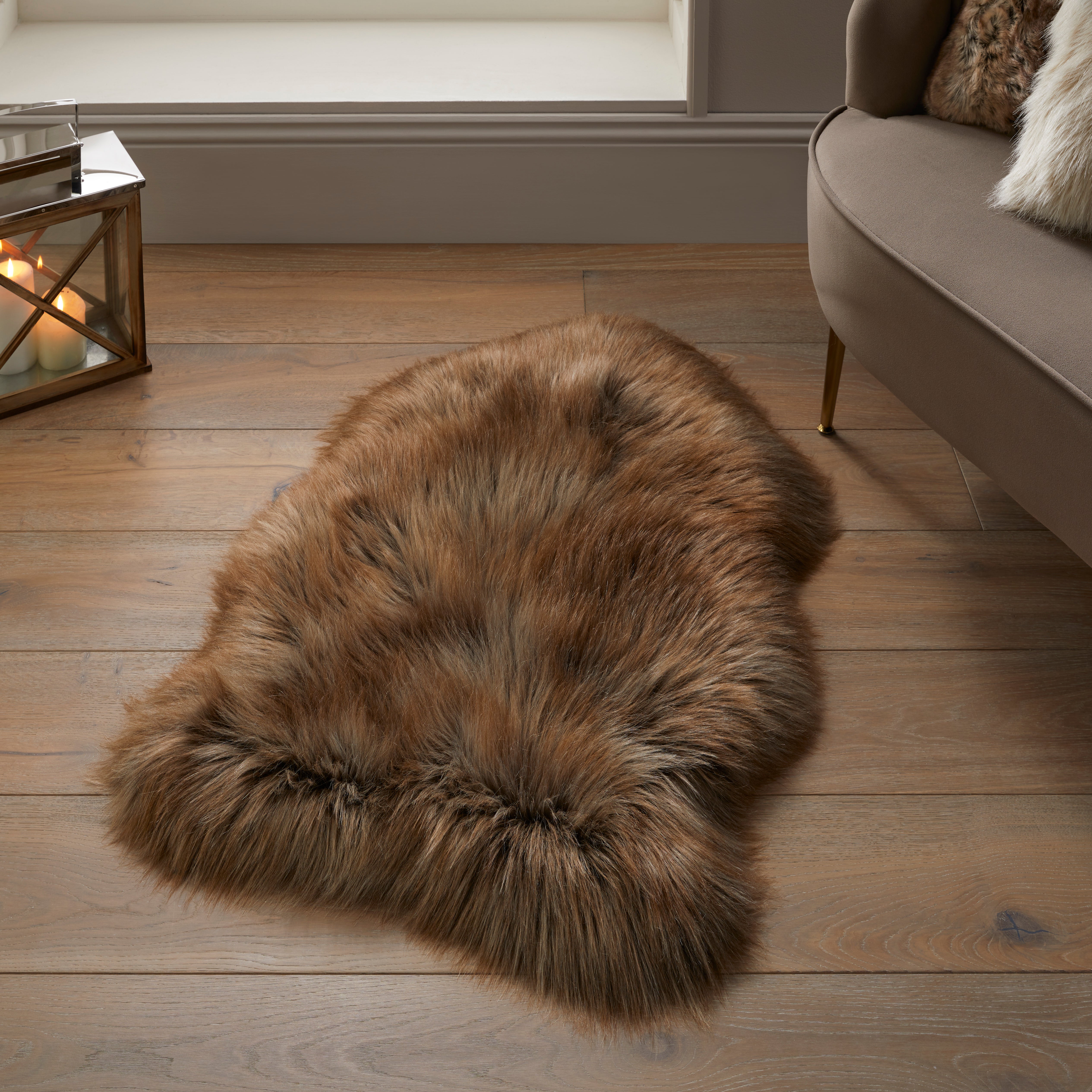 Siberia Single Pelt Faux Sheepskin Rug Siberia Brown