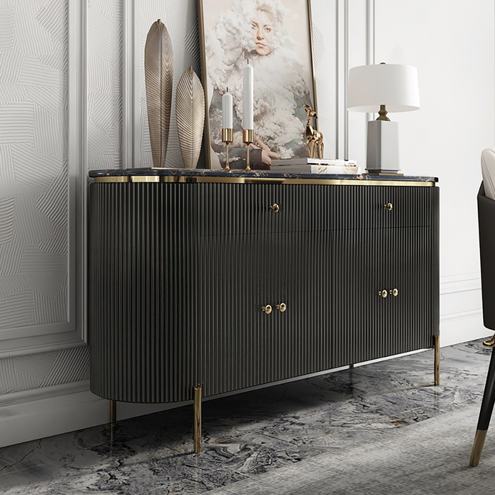 140 cm Modern Marble Top Buffet & Sideboard Doors & Drawers & Shelves