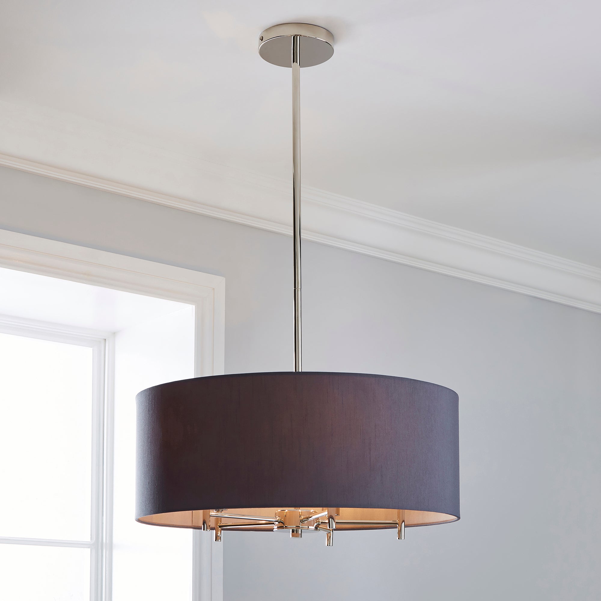5A Edmonton 5 Light Grey Ceiling Fitting Nickel (Black)