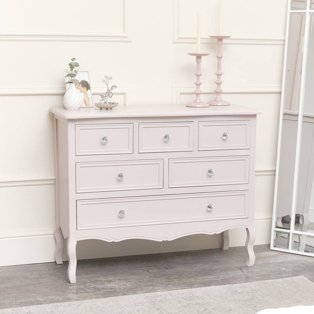 Melody Maison Large Pink 6 Drawer Chest Of Drawers