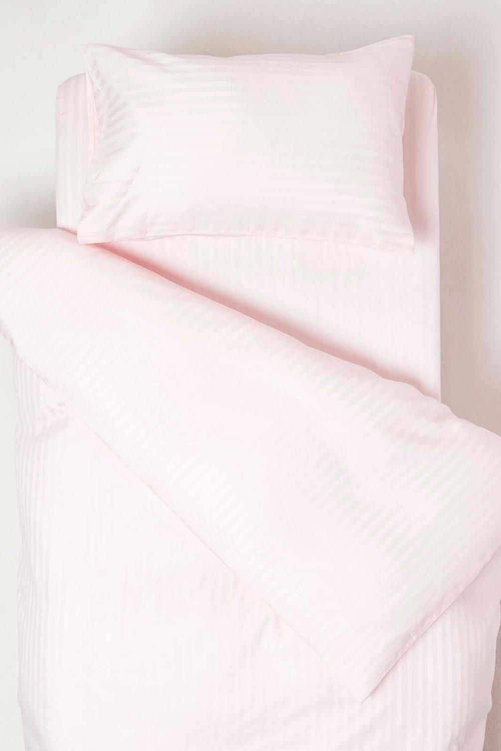 Homescapes Cotton Stripe Cot Bed Duvet Cover Set 330 Thread Count in Pink