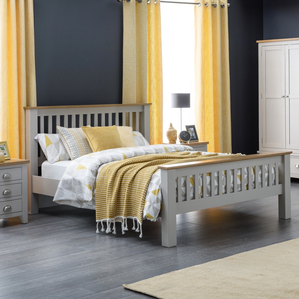 Richmond Grey and Oak Wooden Bed Frame - 5ft King Size