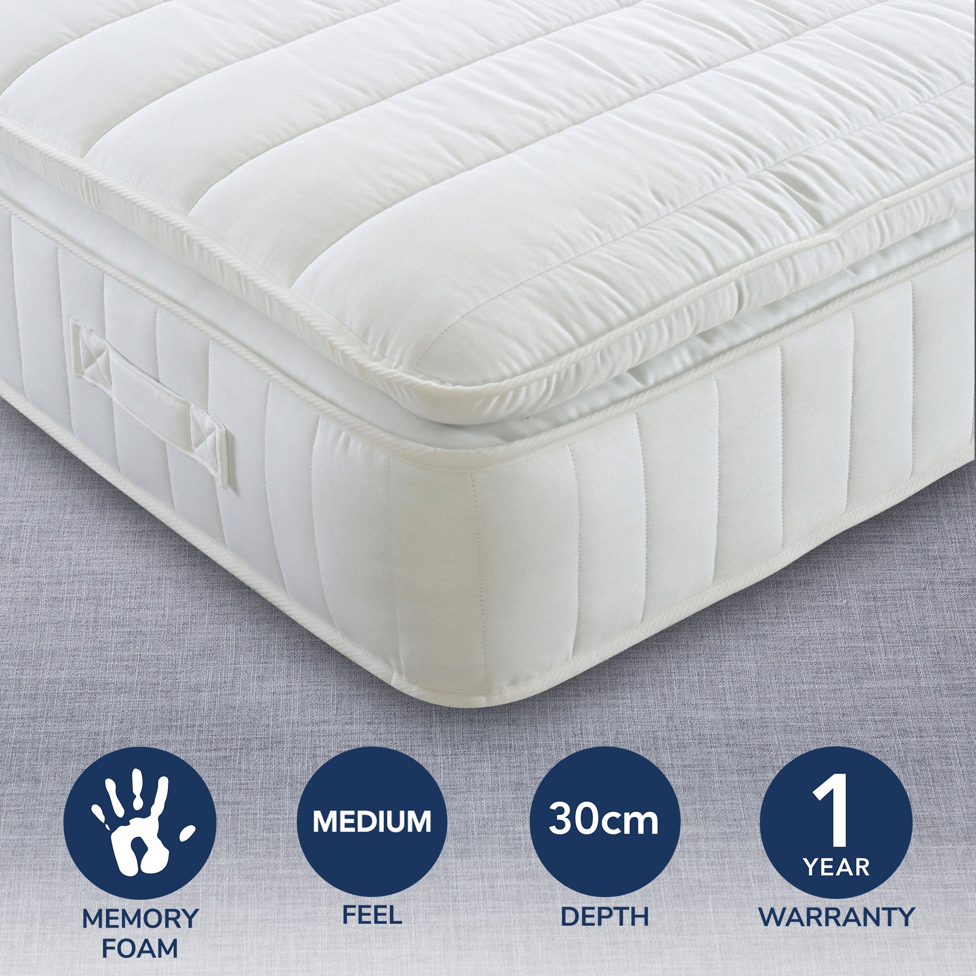 Medium 1000 Pocket Pillowtop Mattress White