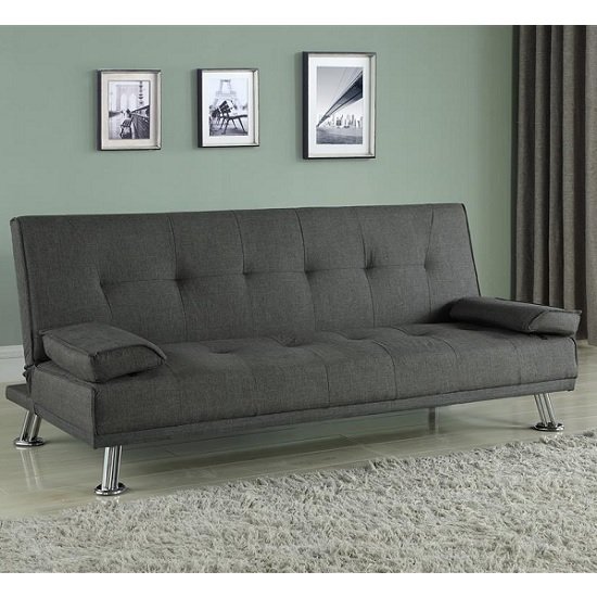 Carmen Fabric Sofa Bed In Grey With Chrome Legs