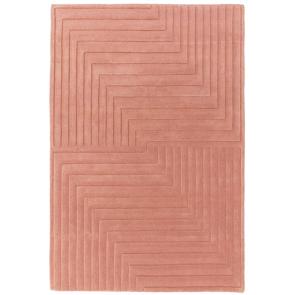 Form Rug In Pink - 100% Wool - Hand Tufted - 20mm Pile - Measuring: W120 x D170cm