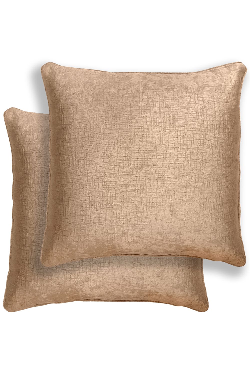 Enhanced Living Pair of Vogue Textured Double Sided Zip Opening Piped Edge Cushion Covers - 43x43cm - Cases Only in Natural