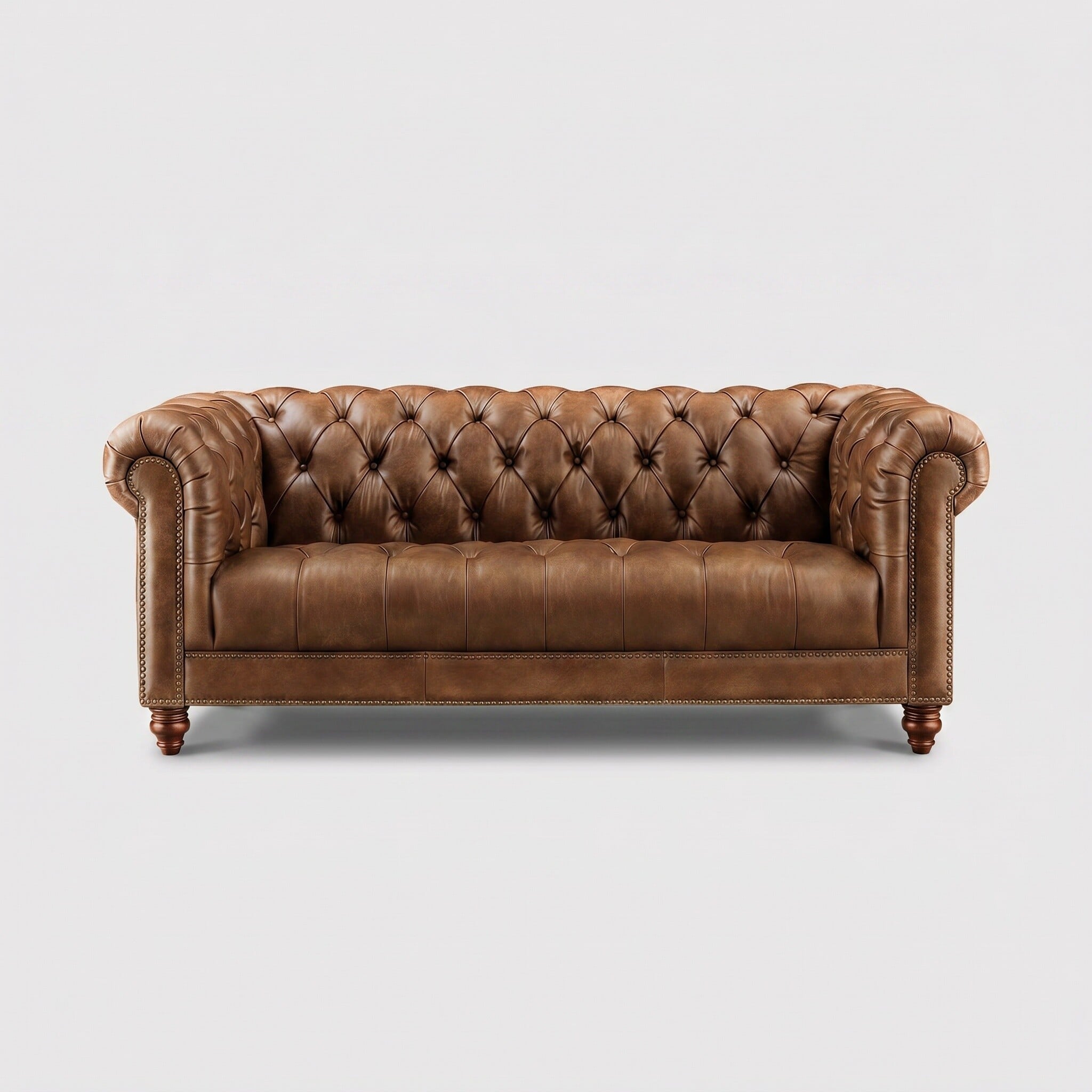 Ullswater 3 Seater Chesterfield Sofa 2034 Dark Rum FL, Brown Leather | Barker & Stonehouse
