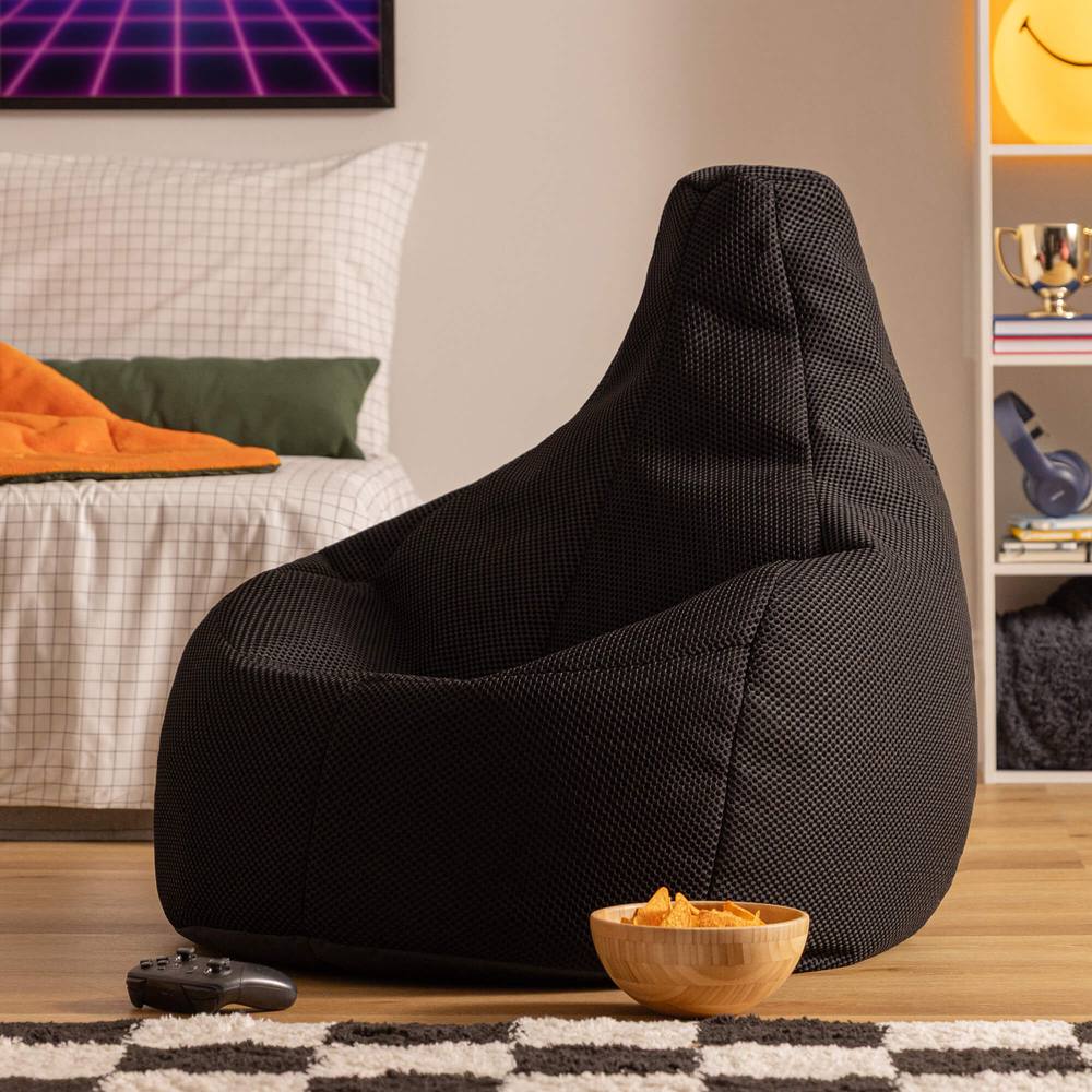 icon Gaming Performance Mesh Recliner Bean Bag in Black