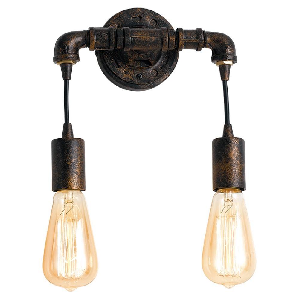 Netlighting AMARCORD Industrial 2 Light Wall Light Rust 27 23x26cm in Brown