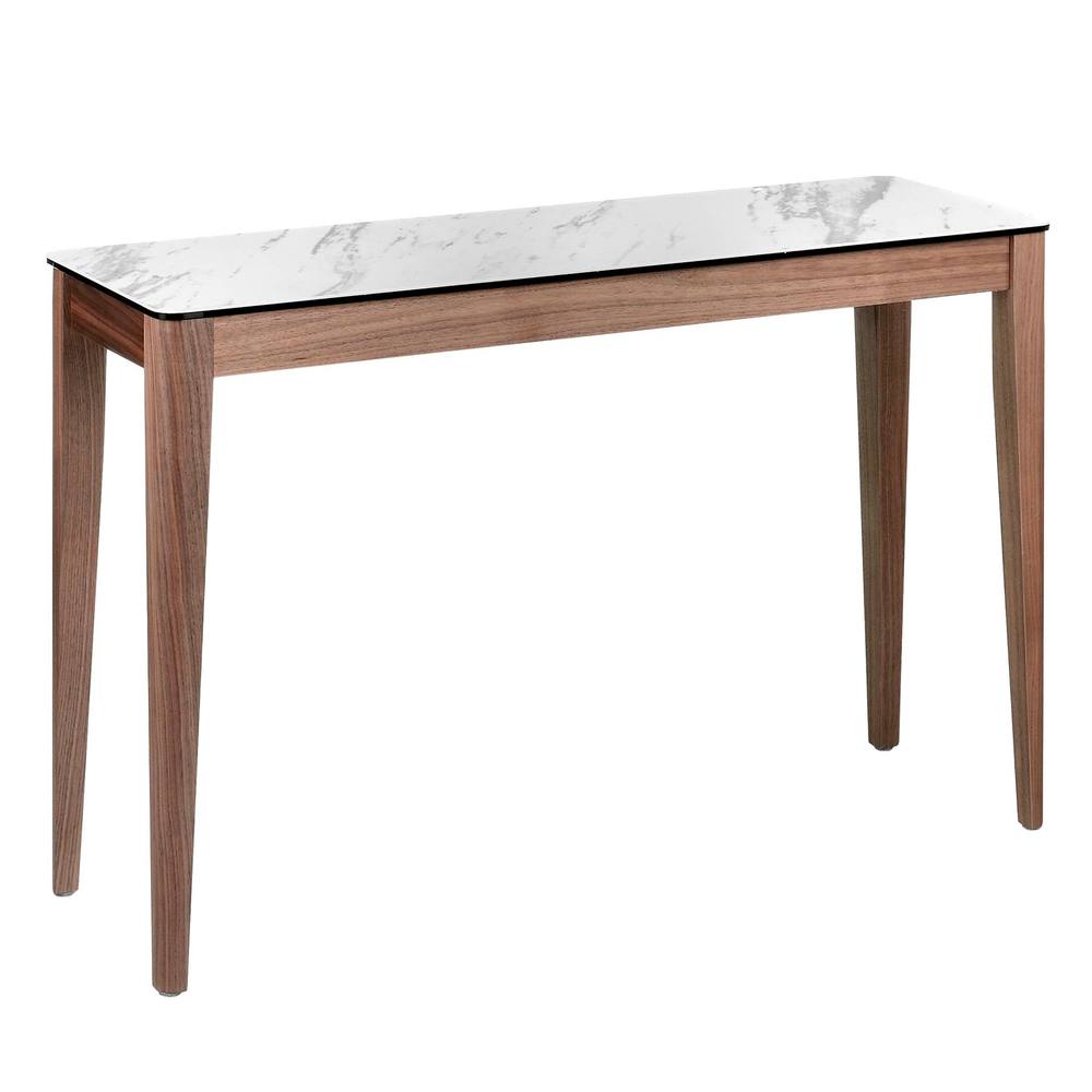 Angel Cerda Porcelain Marble & Walnut Rectangular Console Table in Brown