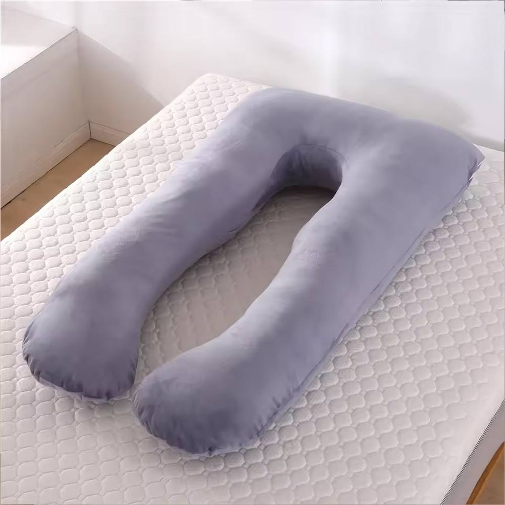 Ventryn U Shaped Maternity Pregnancy Pillow with Removable Cover in Grey