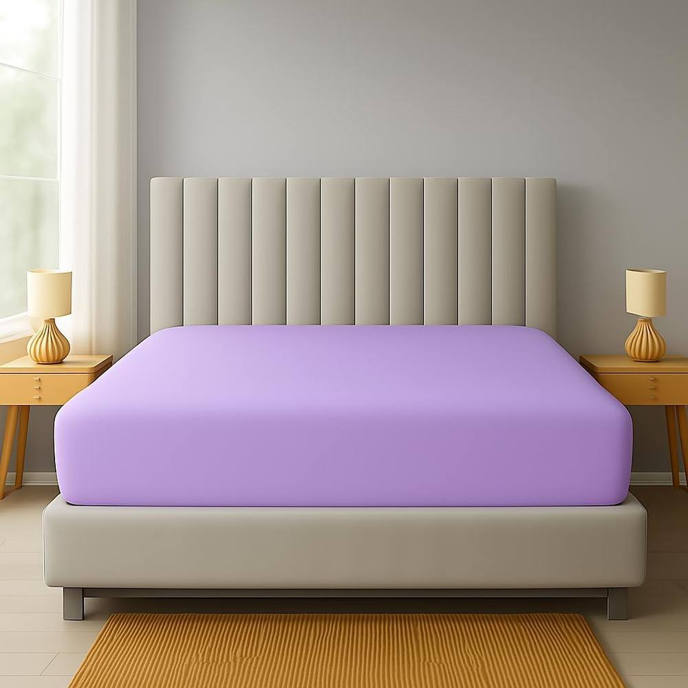 Homes-Linen Extra Deep 16"/40cm Polycotton Easy Care Fitted Sheet in Lilac