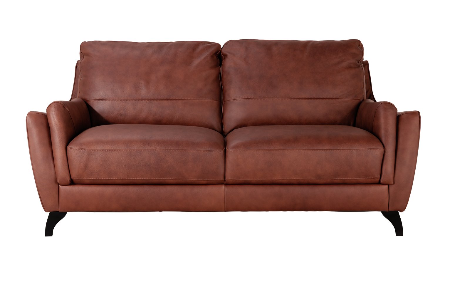 Argos Home Leonardo 3 Seater Leather Sofa - Cognac