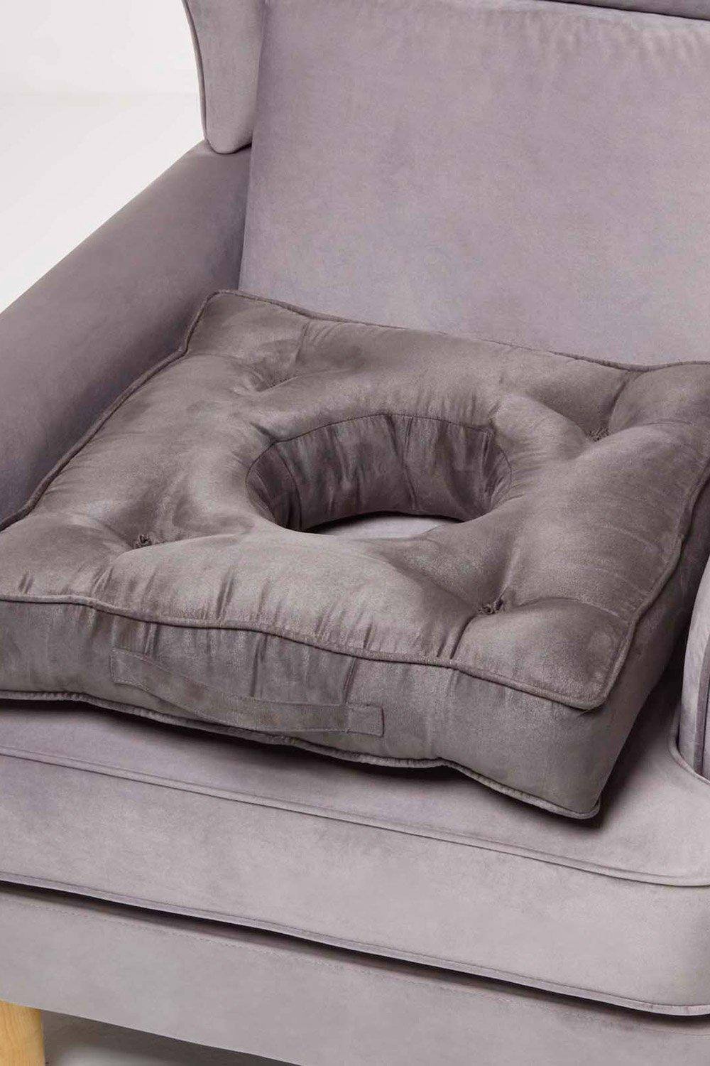 Homescapes Faux Suede Coccyx Cushion in Grey