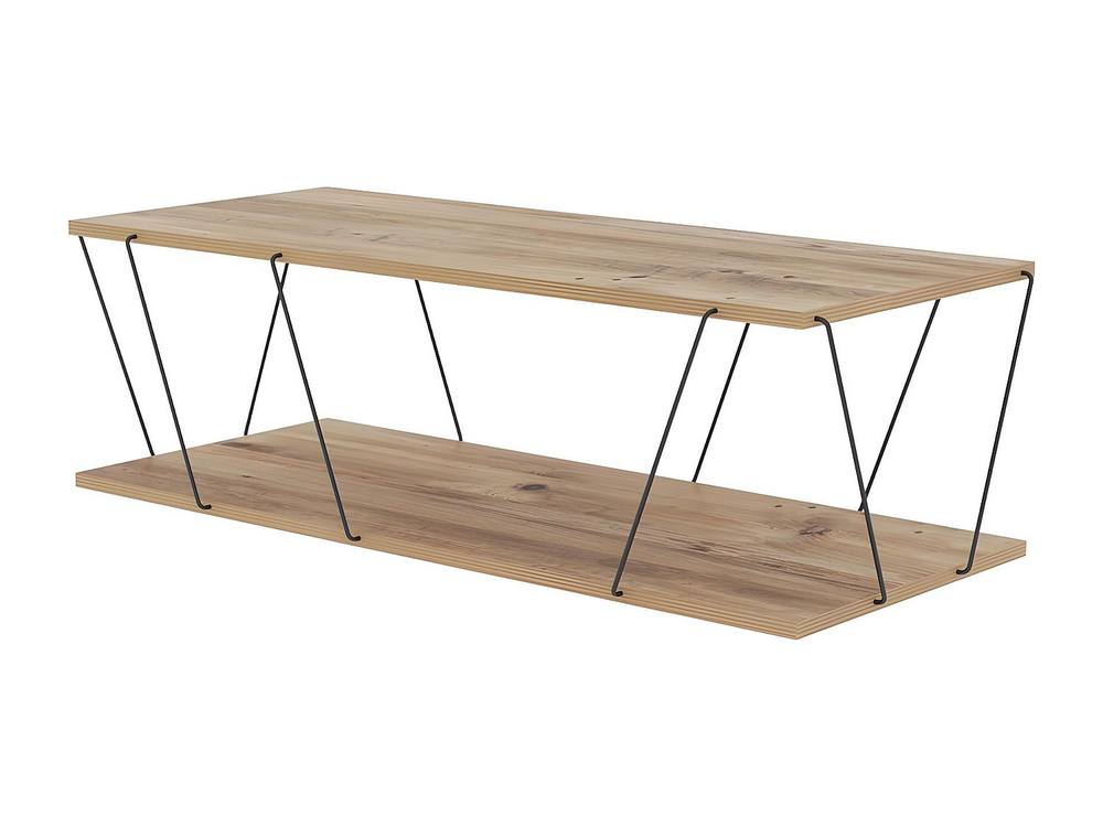 Vente-unique 1-Shelf Coffee Table - Colour: Natural & Black - DELORY in Light Oak