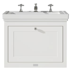 Bayswater Hartleigh Pointing White Traditional Wall Hung Vanity Unit & 3 Tap Hole Traditional Recessed Basin - 600mm