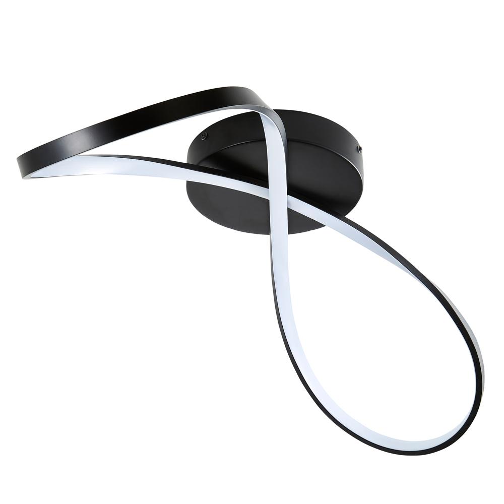 Octavia Wavy Bathroom Ceiling Light, Matte Black