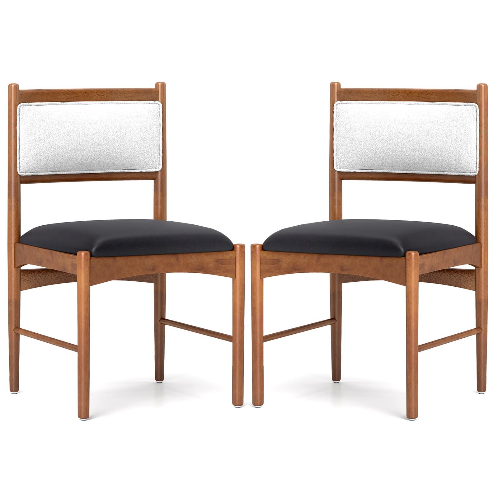 Costway Wooden Dining Chair Set of 2 Upholstered Kitchen Chairs-Brown in Brown