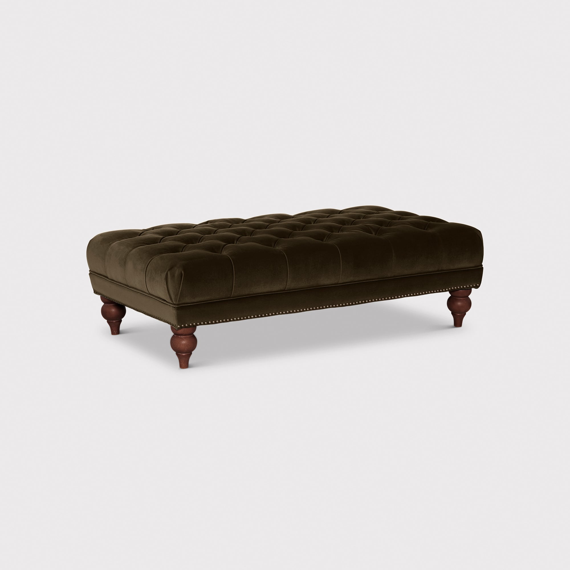 Ullswater Rectangular Footstool, Green Velvet | Barker & Stonehouse