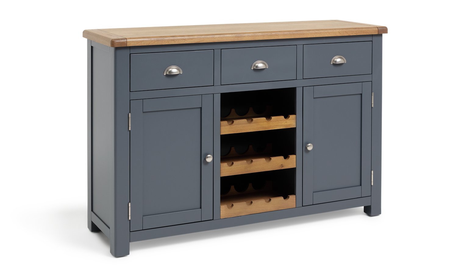 Habitat Kent 2 Door Oak & Oak Veneer Sideboard - Grey